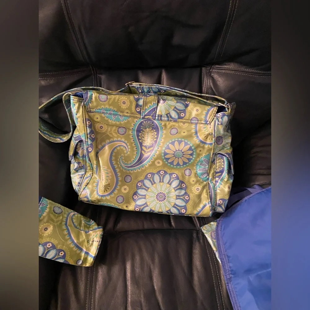 Green Paisley Crossbody Bag with Matching Pouches
